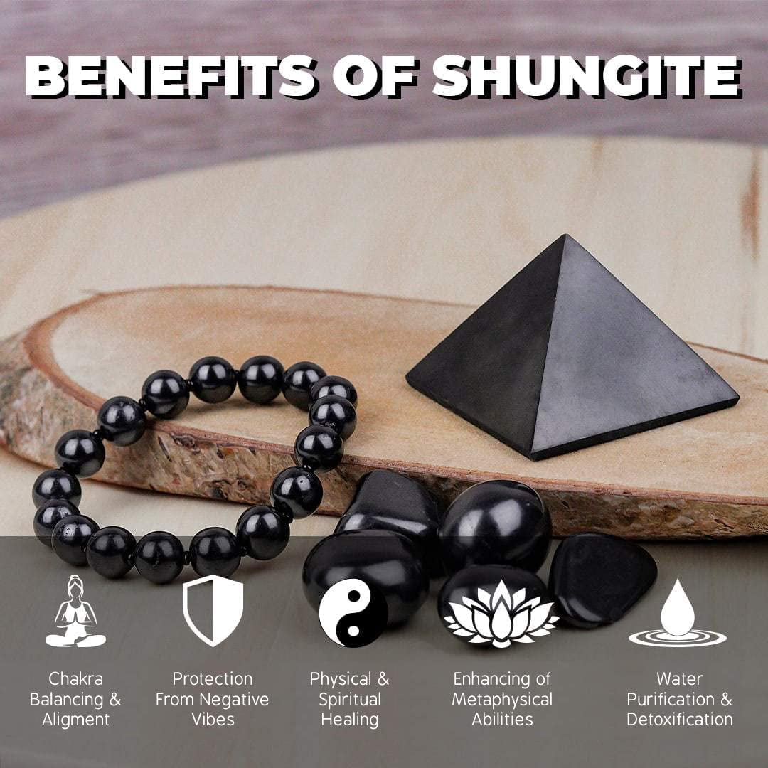 Polished Shungite Black Crystal Spheres Set | 2 Inch - Decorative Crystal Chakra Decor, Home Decor, Real Crystal Stress Ball, Feng Shui Healing & Massage Ball