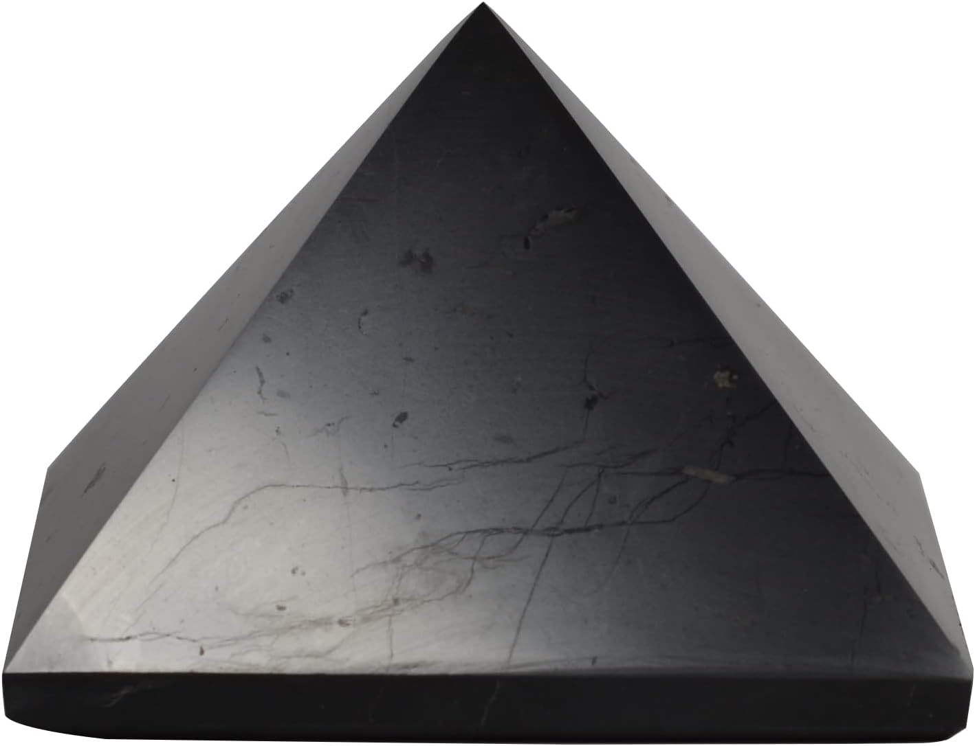 Authentic Shungite Pyramid Polished 50 Mm / 1.96" Chakra Energy Natural Healing Crystal Real Black Pyramid Home Office Protection Desk Decor Meditation Reiki Grounding Stone