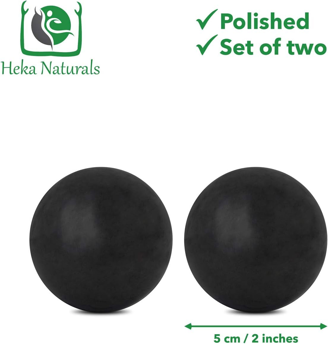 Polished Shungite Black Crystal Spheres Set | 2 Inch - Decorative Crystal Chakra Decor, Home Decor, Real Crystal Stress Ball, Feng Shui Healing & Massage Ball