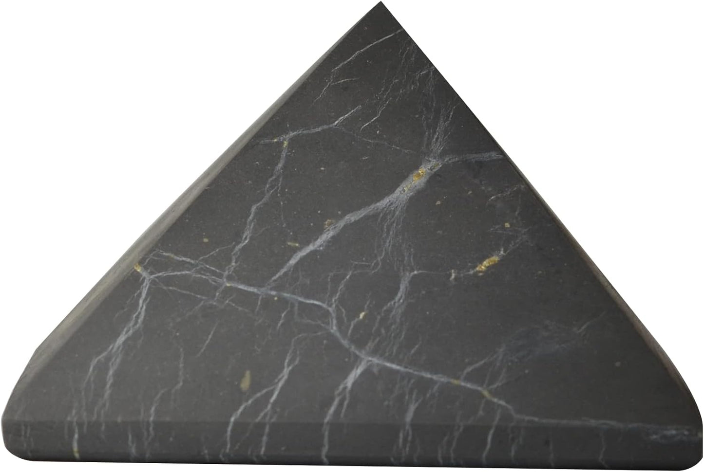 Authentic Shungite Pyramid Polished 50 Mm / 1.96" Chakra Energy Natural Healing Crystal Real Black Pyramid Home Office Protection Desk Decor Meditation Reiki Grounding Stone