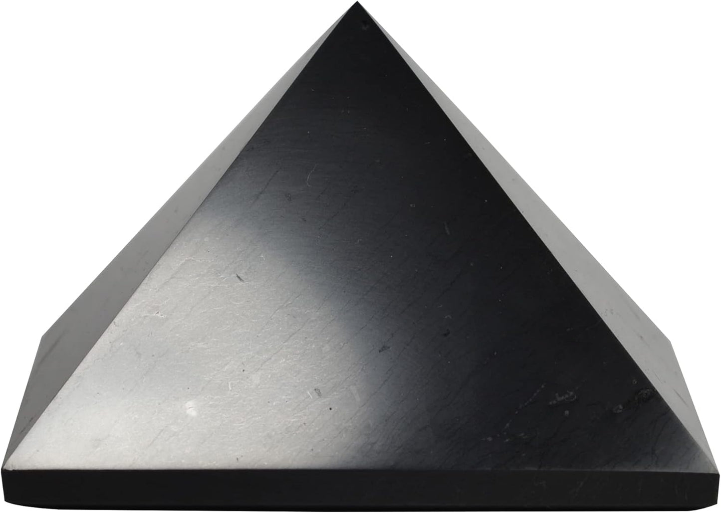 Authentic Shungite Pyramid Polished 50 Mm / 1.96" Chakra Energy Natural Healing Crystal Real Black Pyramid Home Office Protection Desk Decor Meditation Reiki Grounding Stone