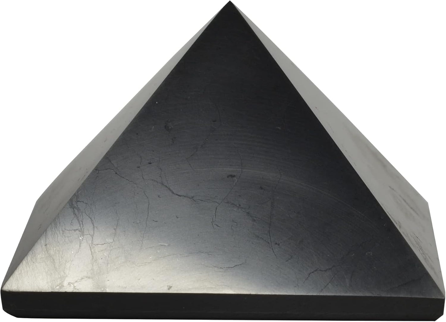 Authentic Shungite Pyramid Polished 50 Mm / 1.96" Chakra Energy Natural Healing Crystal Real Black Pyramid Home Office Protection Desk Decor Meditation Reiki Grounding Stone