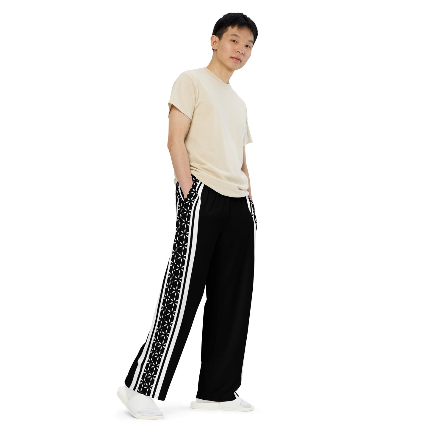 Mystic Stripes - Pantalones unisex de pierna ancha con estampado integral