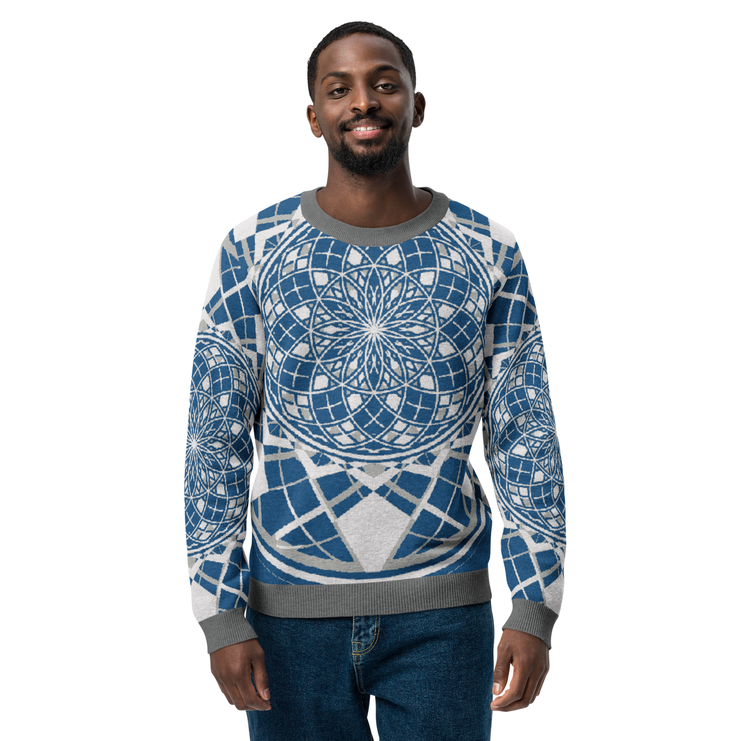 Mystic Blue Sky - Knitted Crew Neck Sweater